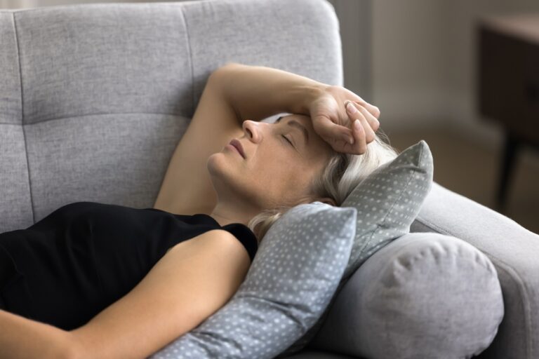 Close,Up,Calm,Mature,Female,Felt,Asleep,Lying,Down,On