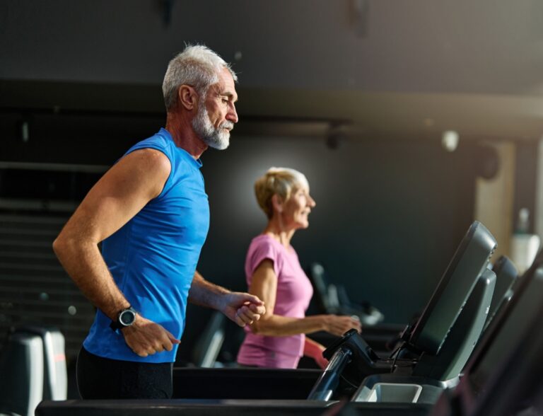 Older man has energy to run because of NAD+ IV.
