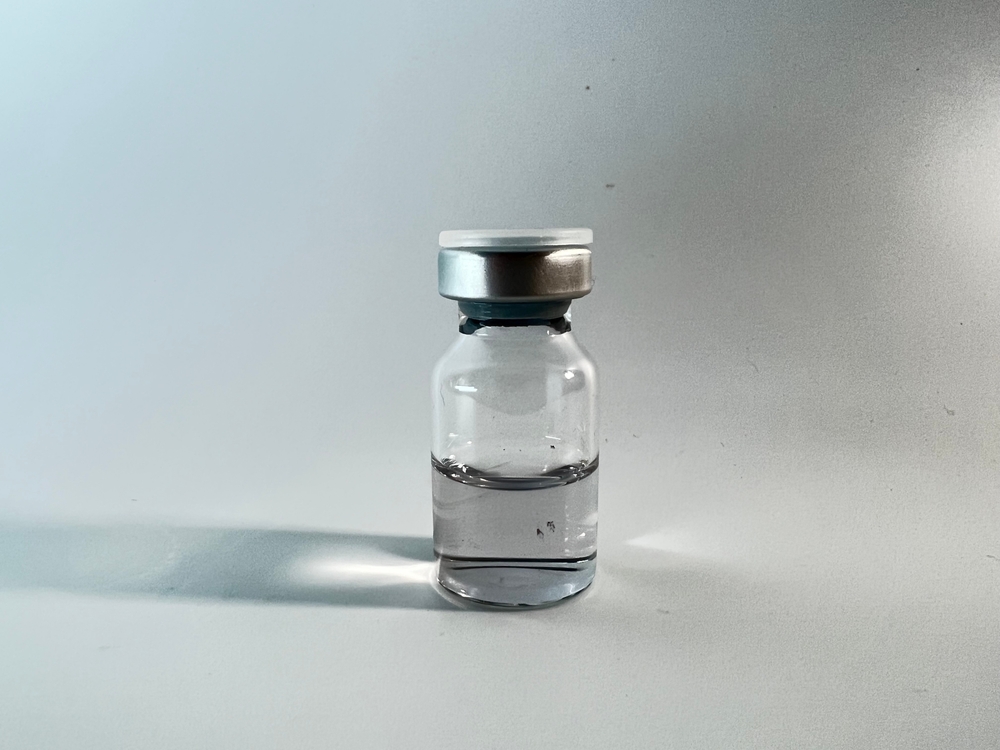 A clear glass medical vial representing KPV peptide therapy treatments at Relive in Brentwood TN.
