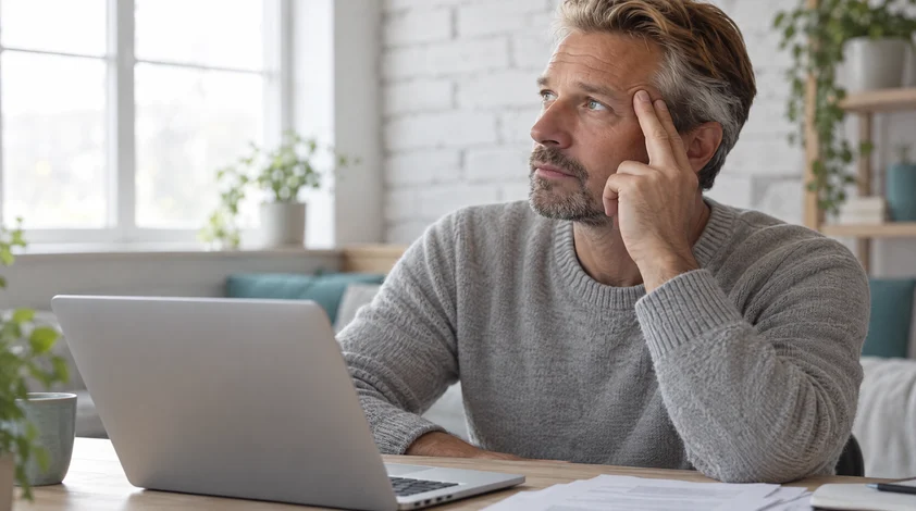 Man finding it hard to concentrate at his desk