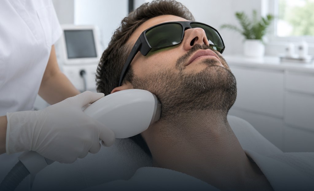 Laser hair removal on the neck and beard line