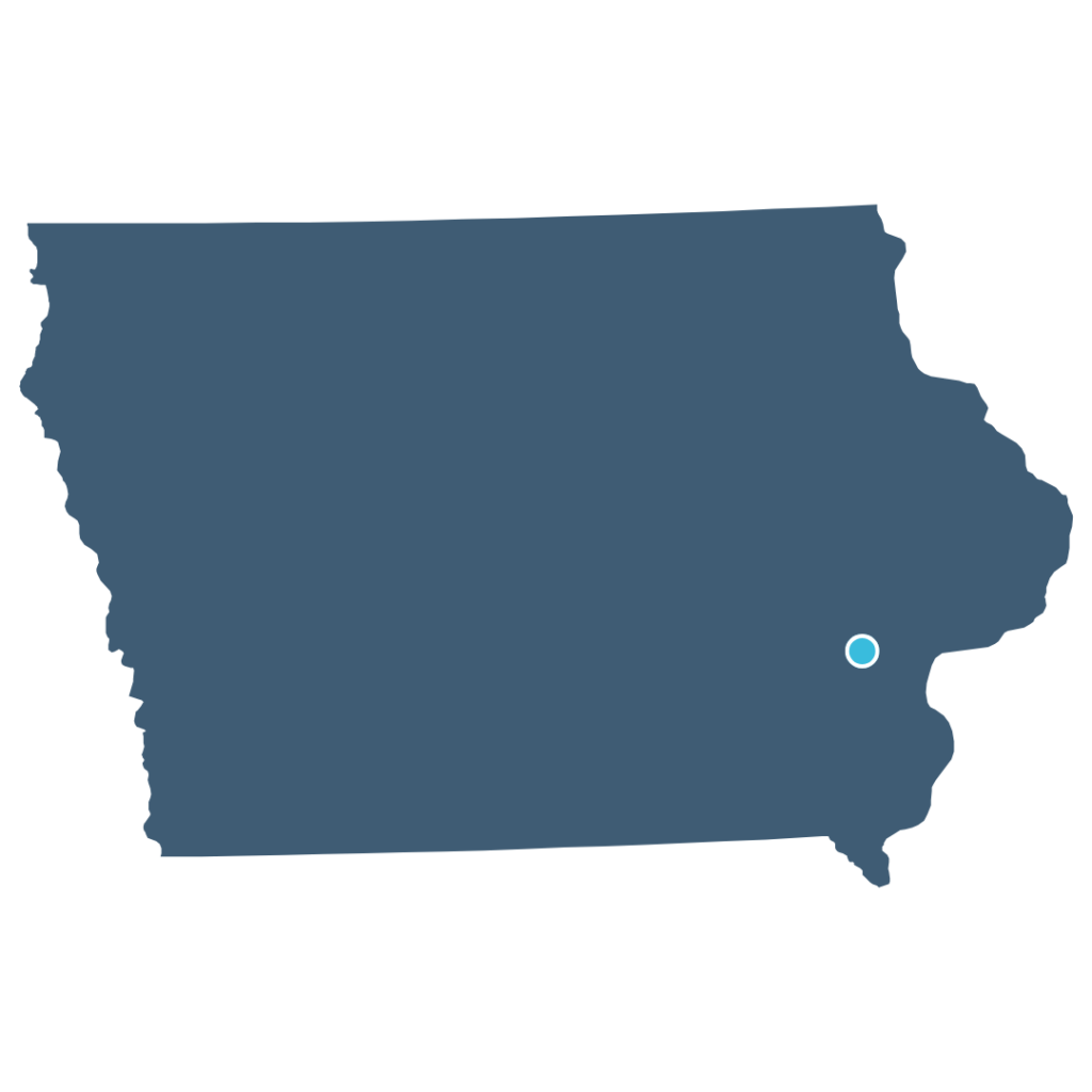 Map of Iowa showing the Relive Health Coralville location