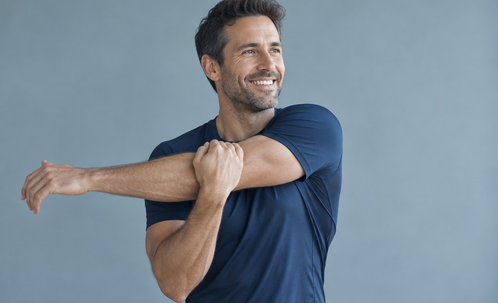 Man stretching after a workout