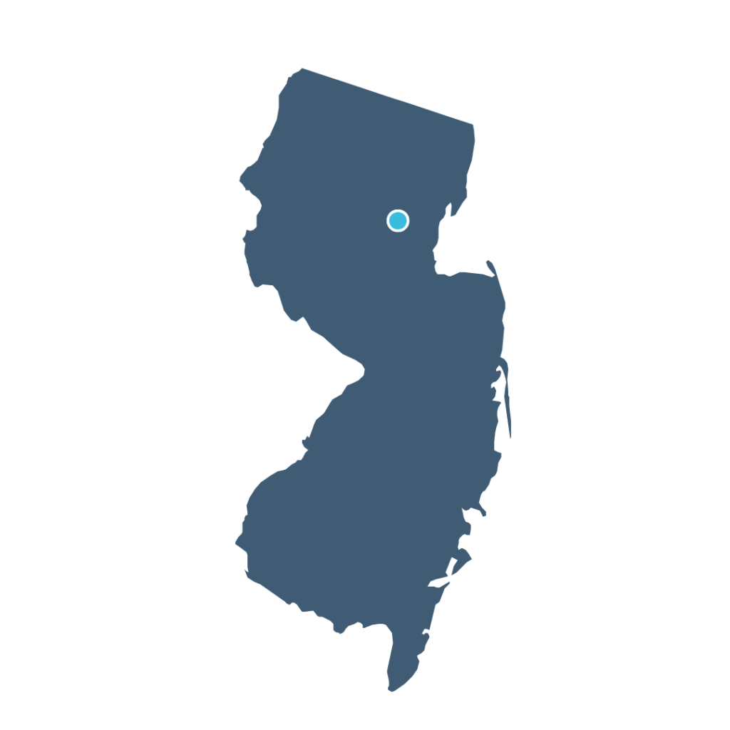 Map of New Jersey showing the Relive Health Florham Park location