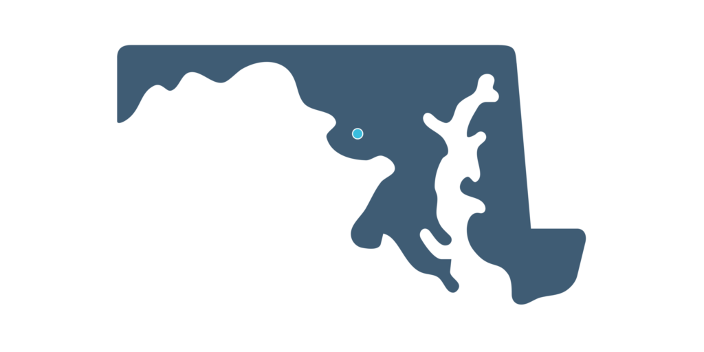 Map of Maryland showing the Relive Health Gaithersburg location