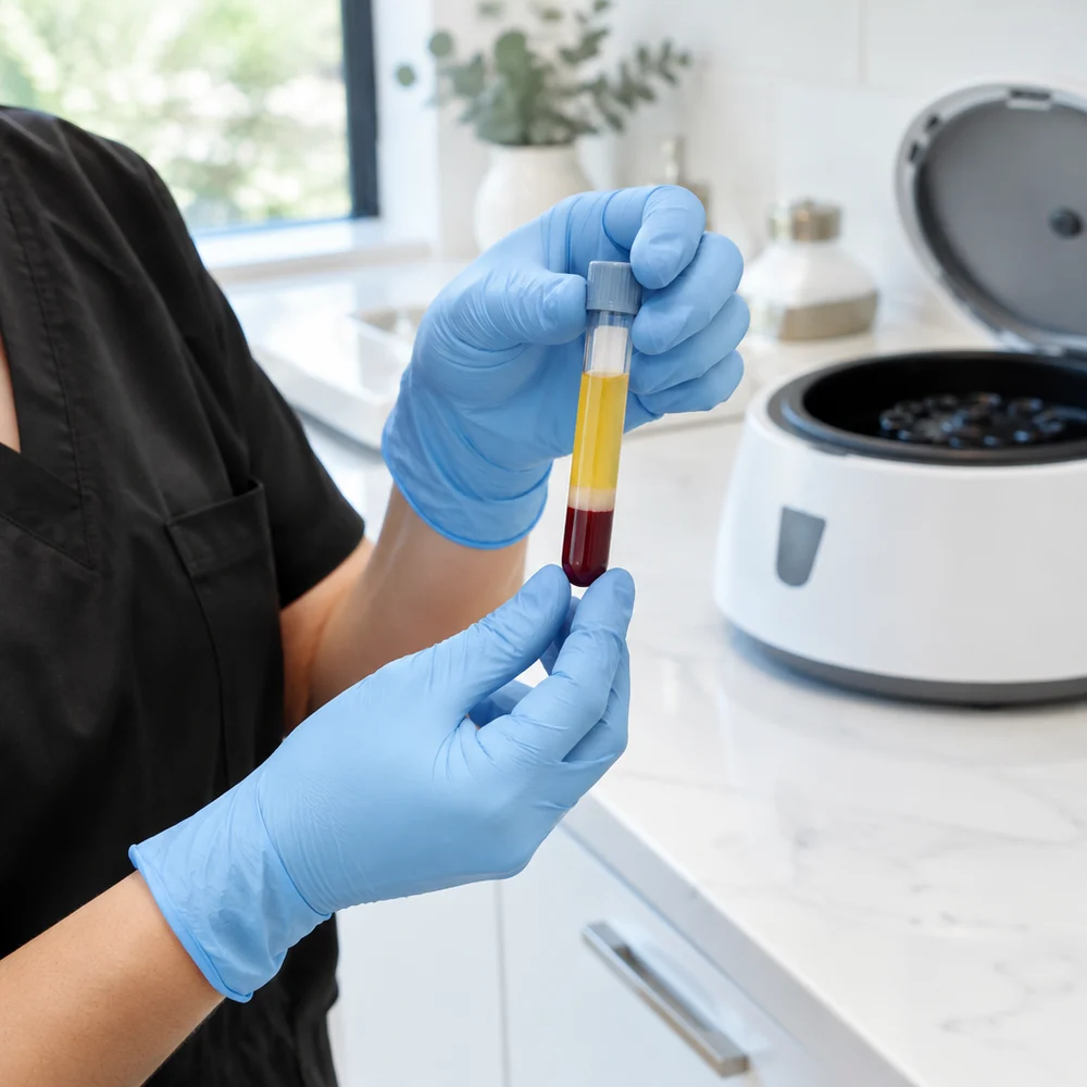 Platelet-rich plasma separated in a collection tube