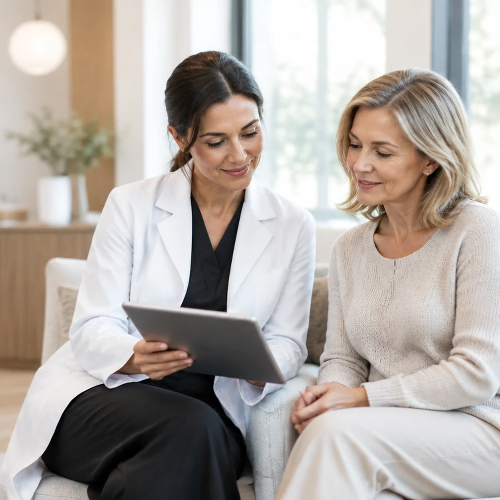Physician reviewing a regenerative treatment plan with a patient