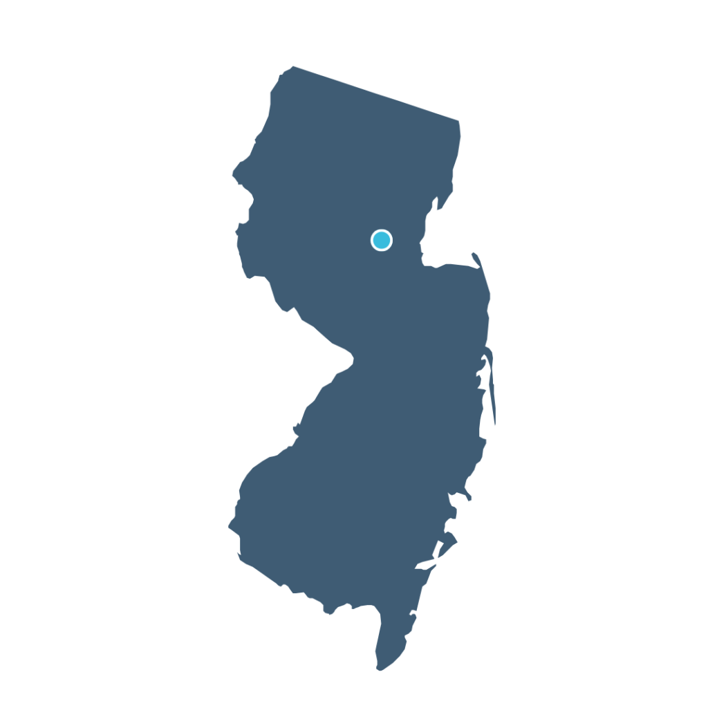 Map of New Jersey showing the Relive Health Warren location